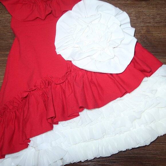 Pixie Girl by Chasing Fireflies Boutique Red White Ruffled Knit Maxi Dress sz 2T - Picture 4 of 6